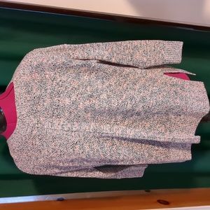 Loft Boat Neck Raglan Sleeve Vented Hem Poncho Sweater XSP